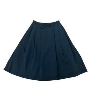 Vintage 1950s Black Pleated Full Skirt / Full Skirt with Bow / Women’s XS -